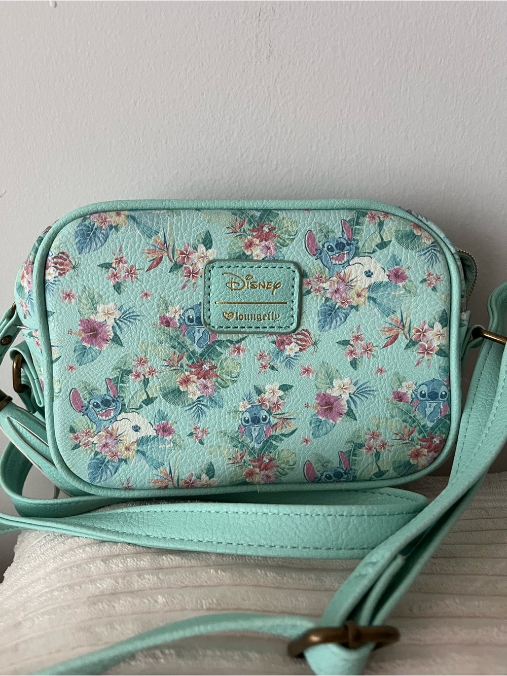 Loungefly Mint Floral Stitch Crossbody Bag
